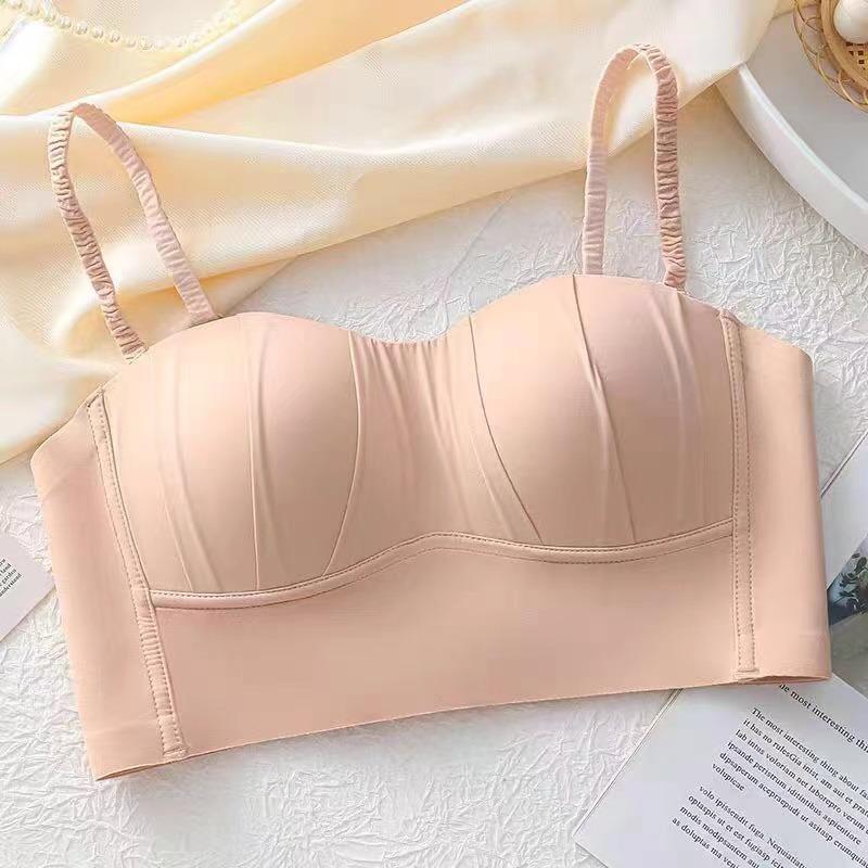 New Nylon French Pleated Bra New Detachable Ringless Thin Bra Without Underwire Seamless Underwear for Women Bras for Women