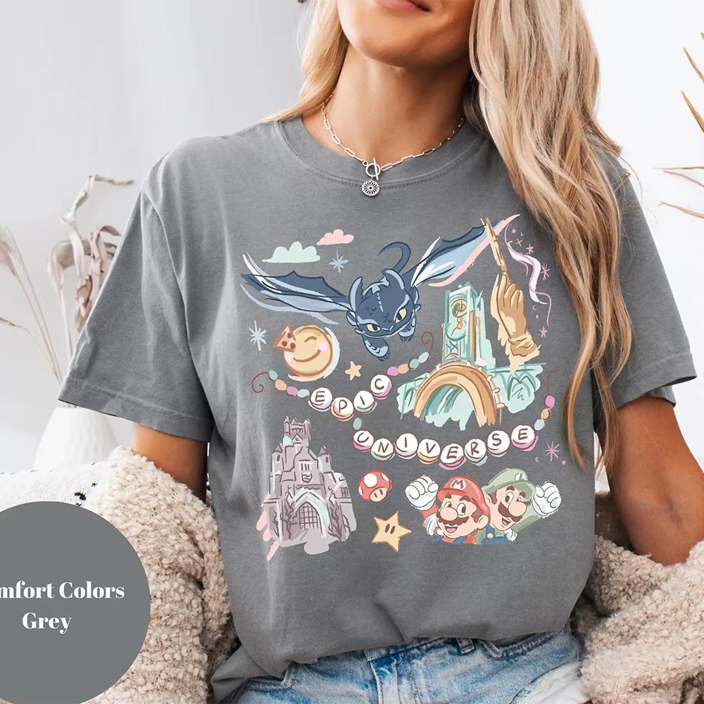 2026 Disney Retro Family Shirt For Women Summer Loose And Breathable Cotton RoundNeck Tshirt Y2K Daily Comfortable Top
