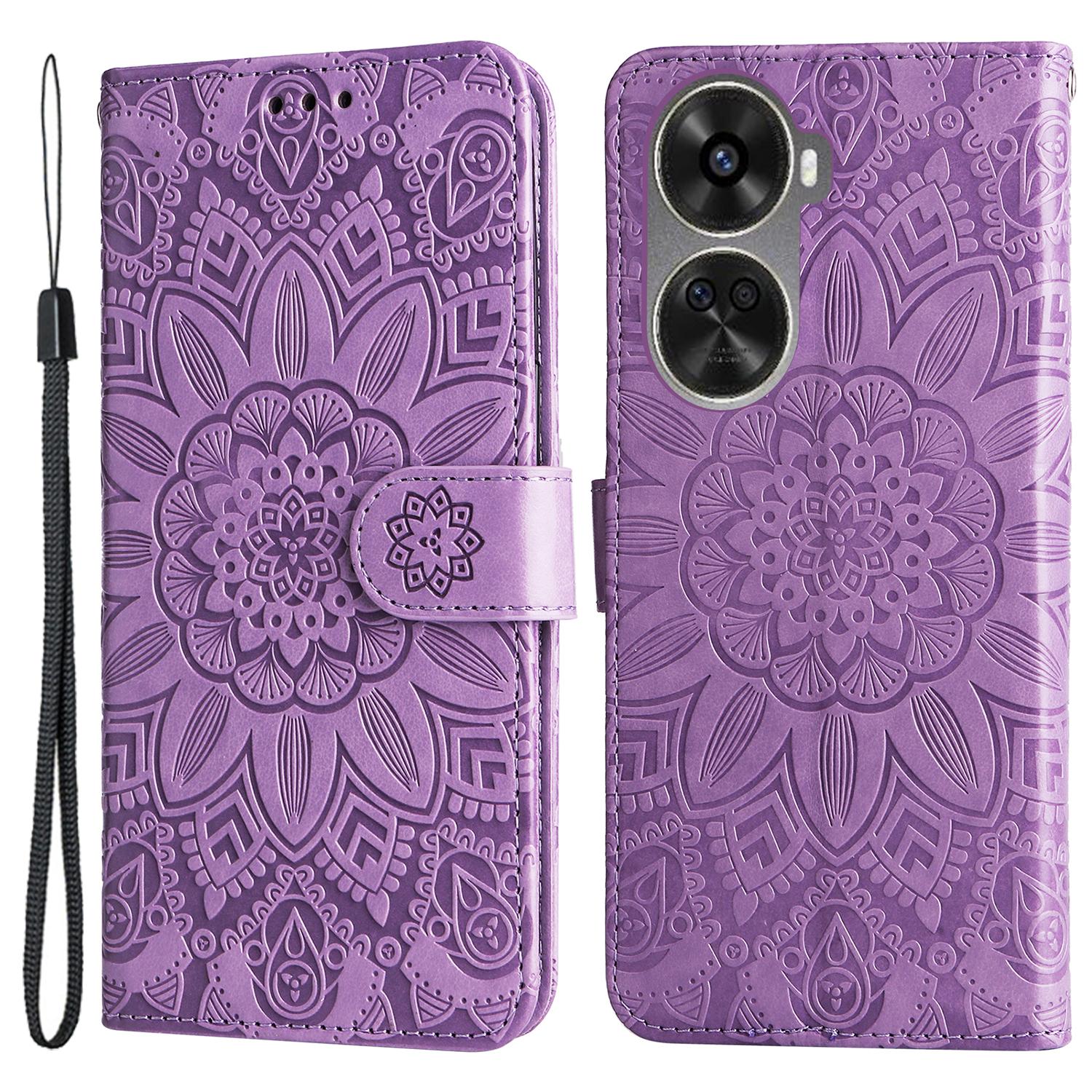 

For Huawei nova 11 SE/nova 12 SE 4G Case Sunflower Imprinted PU Leather Wallet Cover Purple