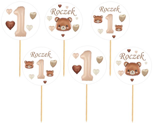 Caramel Birthday Toppers 1st Birthday 6 Pcs