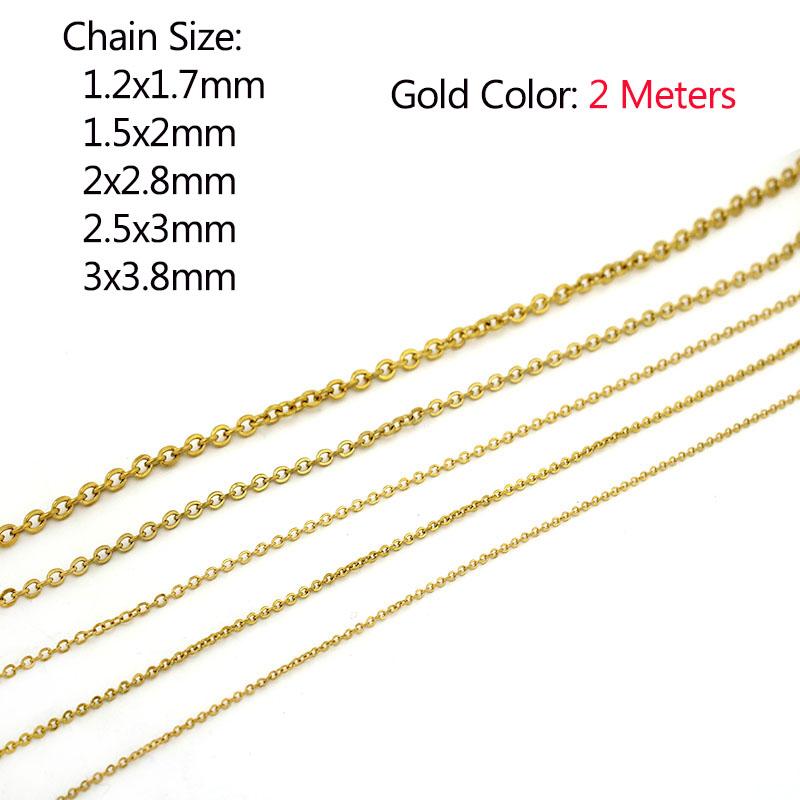 5-2Meter Stainless Steel Cable Chain Bulk Gold 1/1.5/2/3mm Link Chains Necklace Pendant Bracelet DIY Jewelry Making Accessories