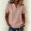 Camicia da Donna Estiva Casual Stampata a Bottoni con Scollo a Girocollo a Maniche Corte Ampia
