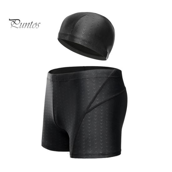 

Мужские плавки и шапочка, быстросохнущие эластичные купальные трусы-боксеры для дайвинга, пляжные шорты, шапочка для серфинга и водных видов спорта L чёрный