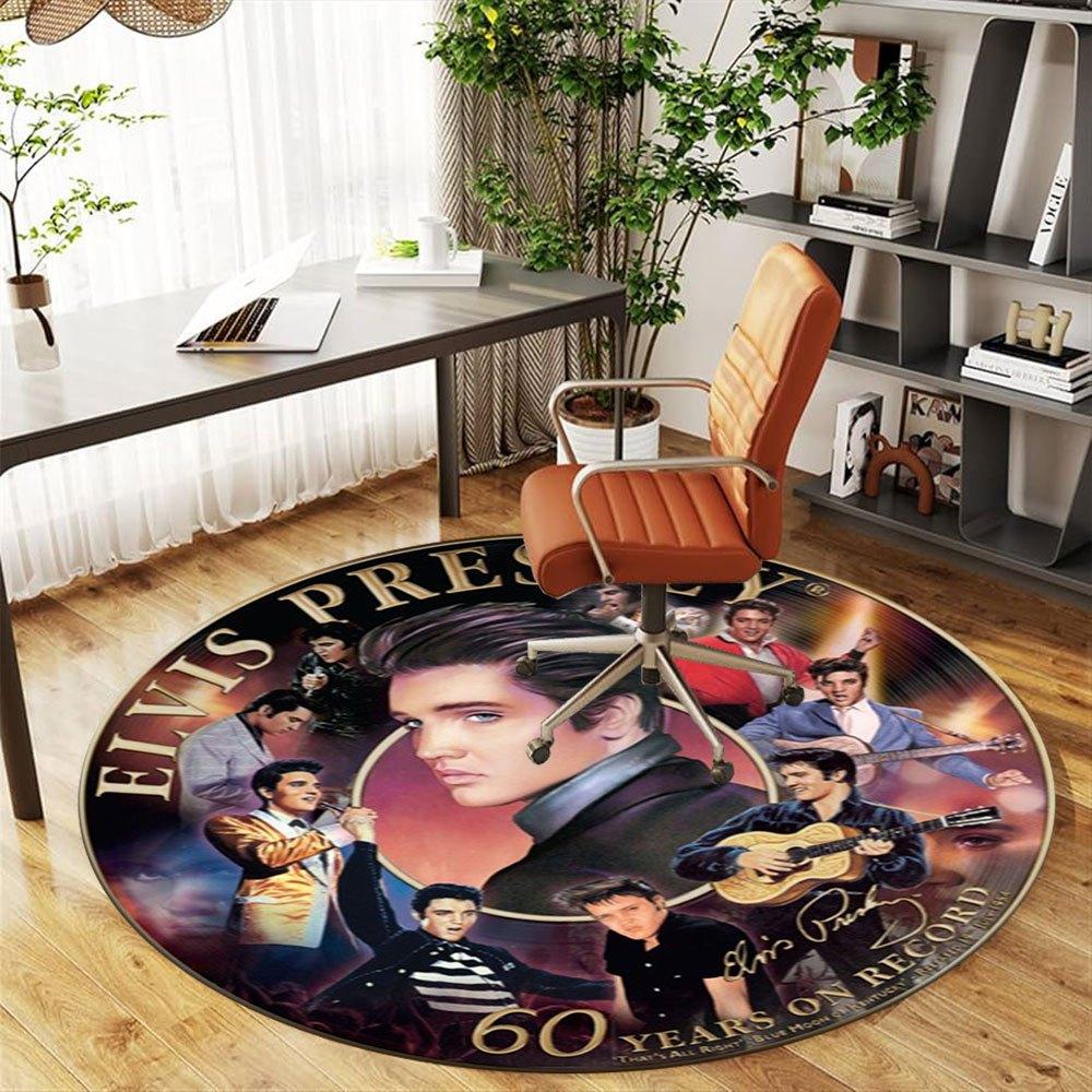 Elvis Presley: 60 Years On Record Commemorative CoinRound Non-Slip Chair Mat Chair Carpet for Office Rugs for Office Decor Gift For Valentine's Day Mo