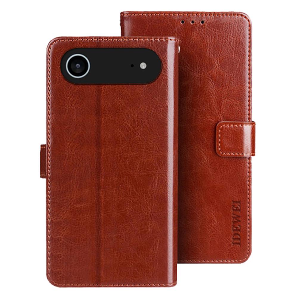 IDEWEI For iPhone 17 Air Stand Case Crazy Horse Texture Leather Phone Cover