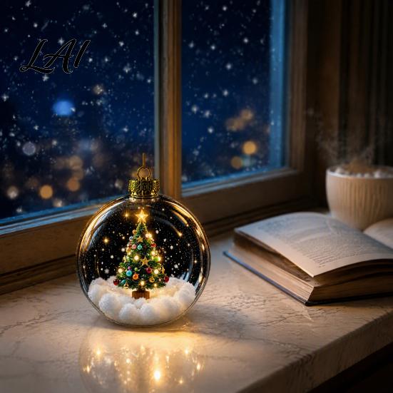 Charming Christmas Gift for Friends Glowing Decorative Ball Lighted Ornament with Festive Scene LED Illuminated Holiday Mantel Accents Tree Hanging