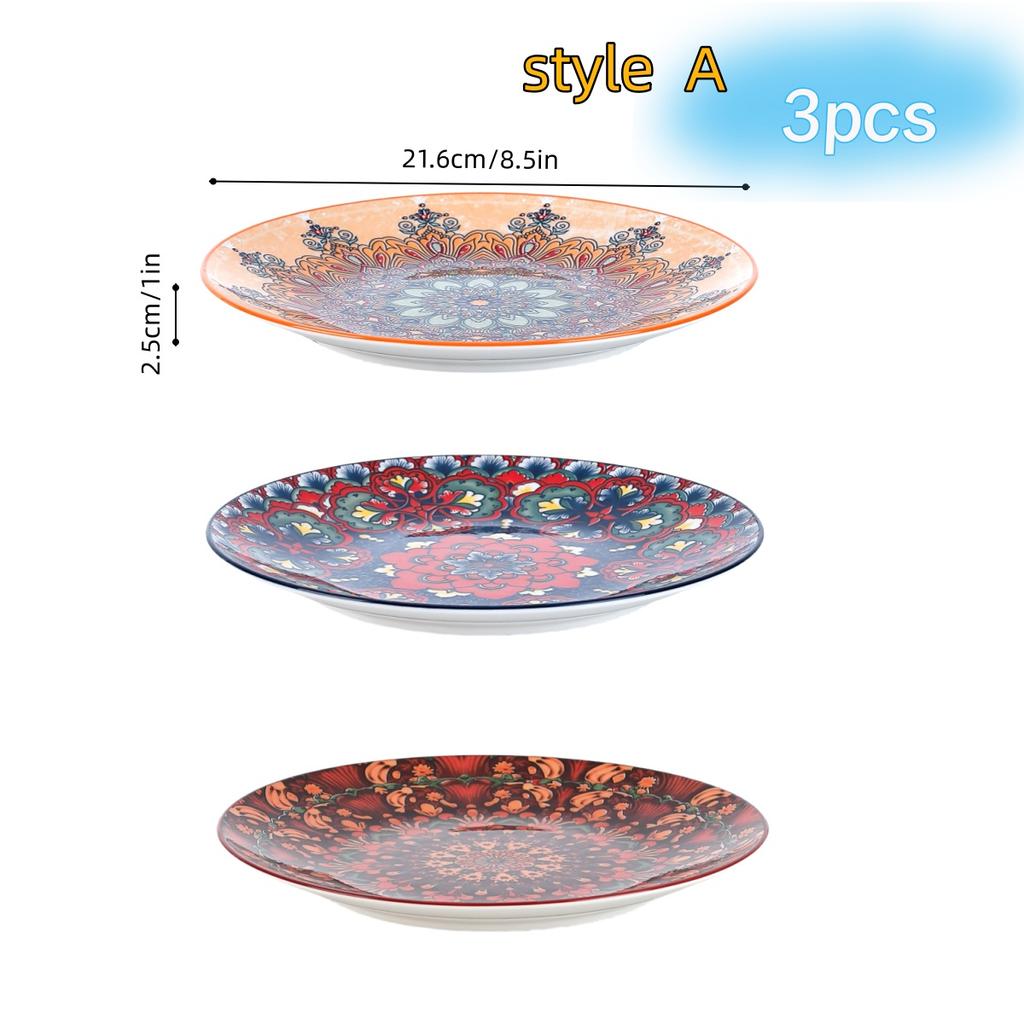 Bohemia Ceramic Large Plate Set Household Steak Plate Western Plate Creative Breakfast Plate Dish Plate Restaurant Flat Plate