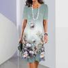 3D Geometric Stripe Print Elegant Women's Short-sleeved Summer Dress