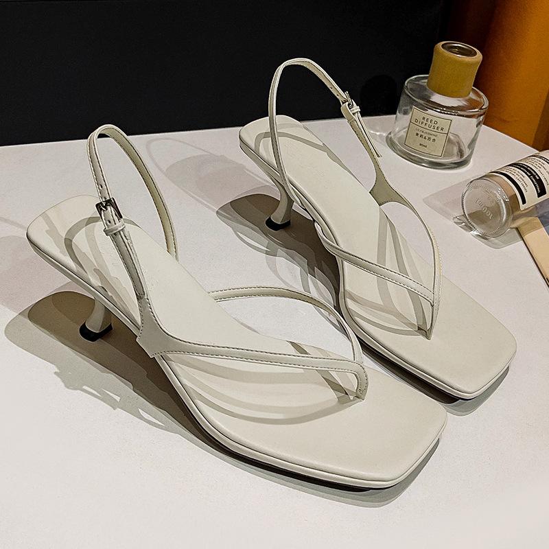 Fashion Clip Toe Women Heeled Sandals Square Toe Mid Heels Elegant Shoes Summer New Fashion Pumps Designer Dress Sandalias De Mujer