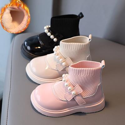 Young Children Girls' Ankle Boots Winter Baby Warm Plush Platform Little Toddlers Shoes Flats Non-slip Sole