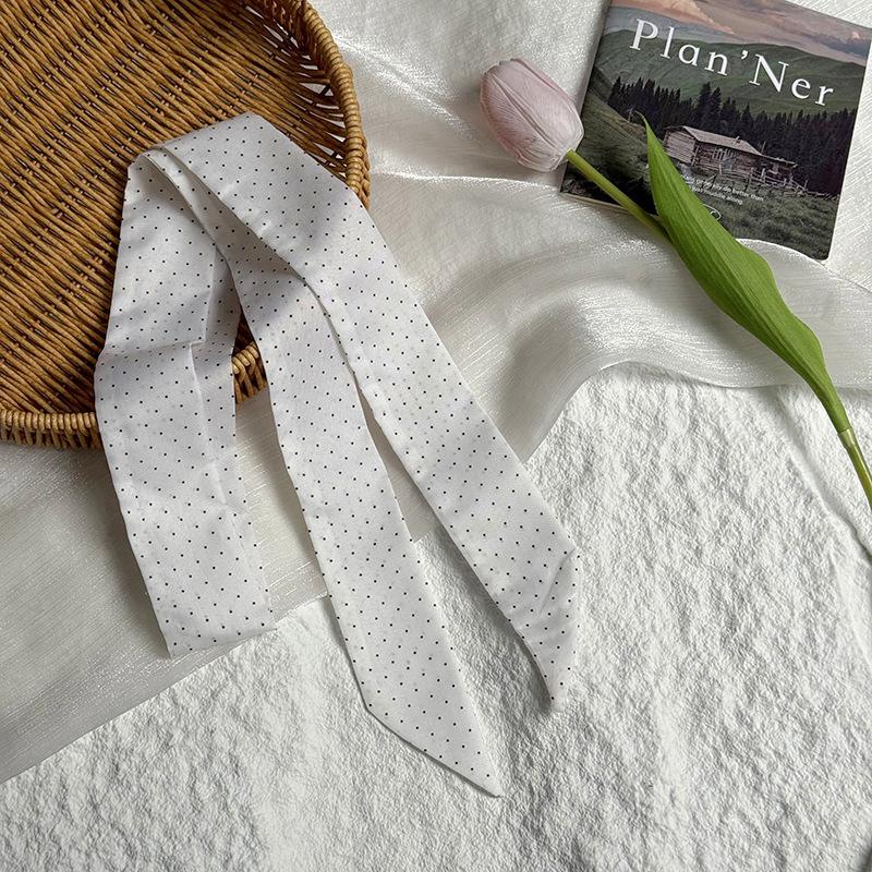 New Luxury Narrow Dot Print Short Silk Scarf for Woman Skinny Scarves Hair Band Lady Bag Tie Handle Ribbon Kerchief Hair Strip