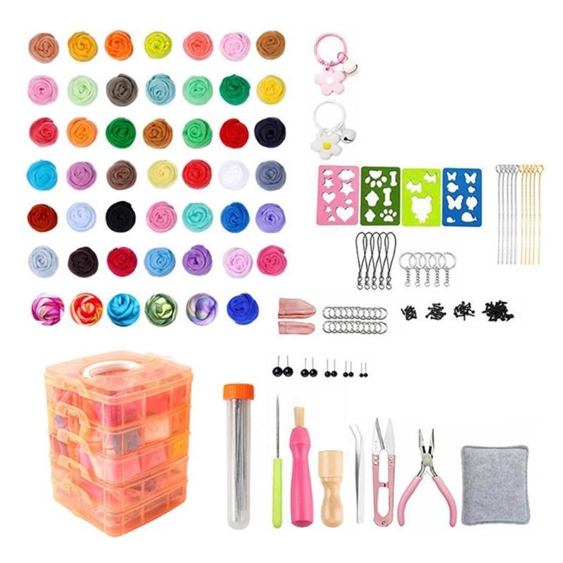 36/48 Colors Needle Felting Starter Kits with Tool and Instruction, Wool Felting Craft Making Supplies for Beginners