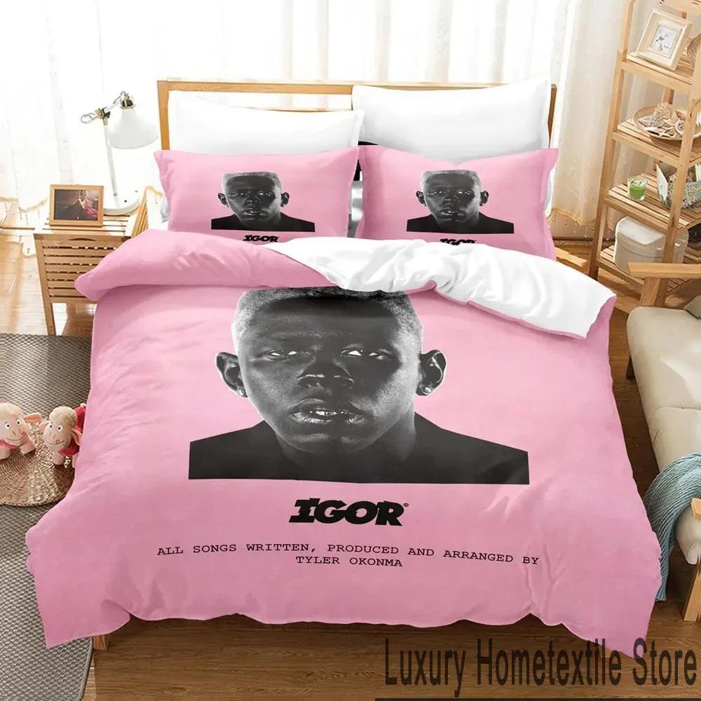

3D Print Tyler The Creator Rapper Bedding Set Boys Girls Twin Queen King Size Duvet Cover Pillowcase Bed Boys Adult EU Single(135*200cm)3pcs