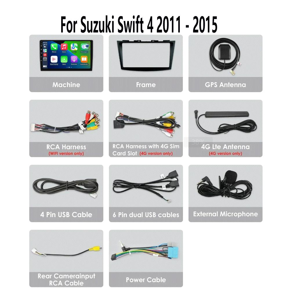 Android 14 For Suzuki Swift 2011-2015 2 Din BT DSP RDS Car Radio Stereo Multimedia Video Player GPS Navigaion Carplay Auto WIFI
