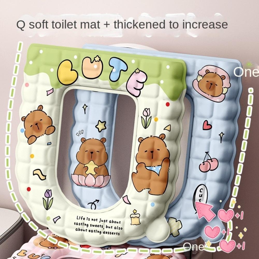 

Universal Toilet Seat Cover Capybara Toilet Pad Mat New Toilet Lid Cushion Toilet Accessories зелений
