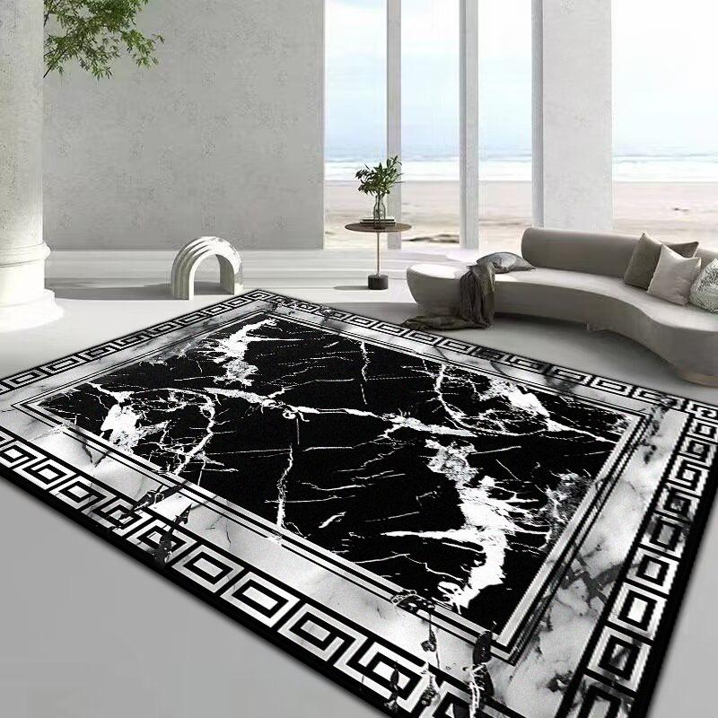 Black White Marble Carpet for Living Room Light Luxury Decoration Non-slip Rugs Bedroom Lounge Sofa Coffee Table Floor Mat