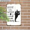 2D Flat, 1pc Vintage Humorous Aluminium Wall Art Sign "Welcome To The Bathroom, A Cat Will Be with You Shortly"- 8"x12" Aluminium Rustic Bathroom