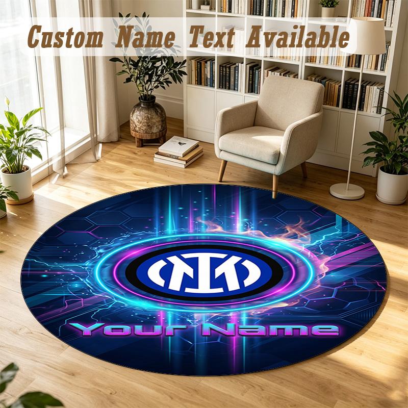 Round Rug Custom NameInter Milan Pattern Non Slip Carpet Home Floor Decor
