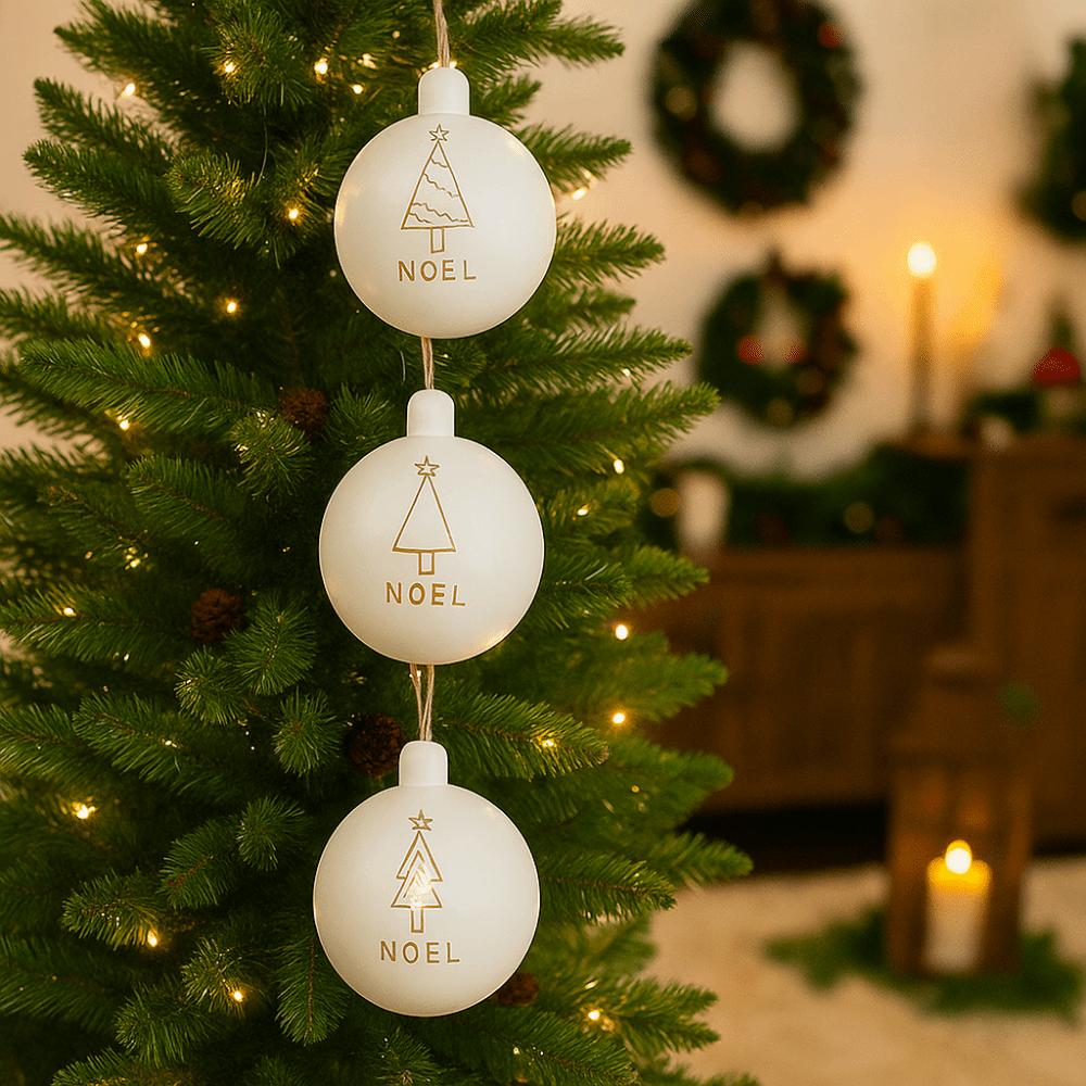 3Pcs 6cm Wooden Christmas Balls Shatterproof Reusable Christmas Hanging Balls Decorative Xmas Tree Ornaments Gifts