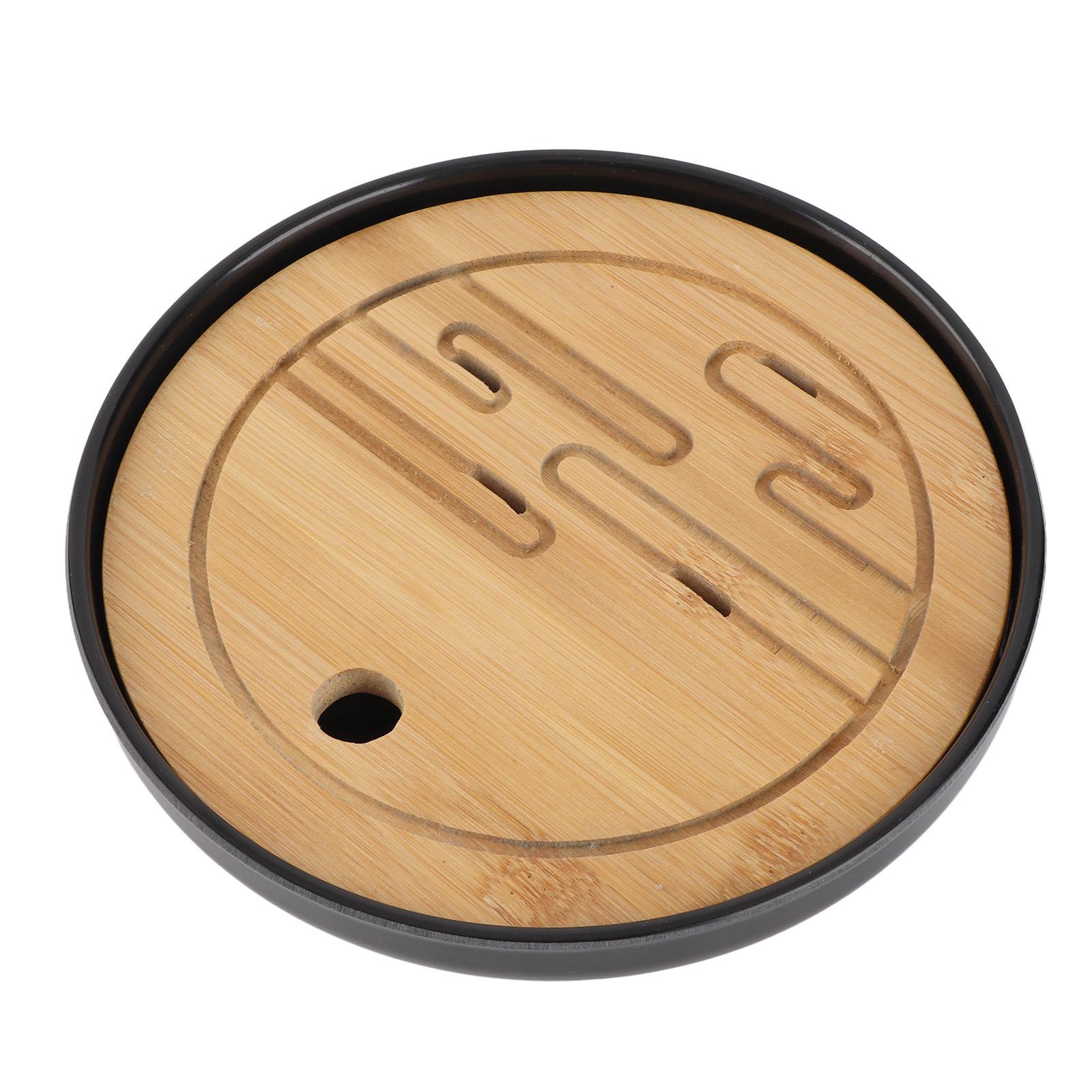 

Bamboo Round T Tray Tpot Mat Serving Tray Drainage Water Storage T Set Home Supplies