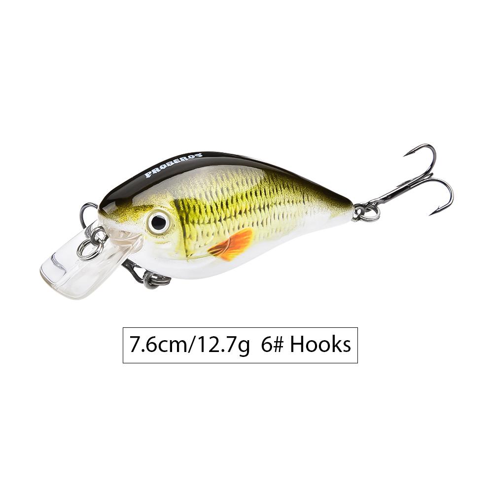 6 Colors 7.6cm 12.7g Available Artificial Bait Crank Hard Plastic Fishing Lures