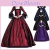 Vestido Medieval Feminino de Luxo Maria Antonieta com Mangas Compridas Estilo Vitoriano