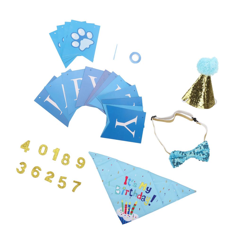 Dog Birthday Party Supplies Scarf Birthday Hat Happy Birthday Banners Dog Paw Balloon Dog Birthday Set
