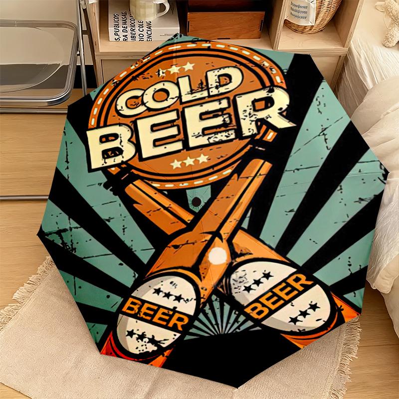1PC Beer Automatic Umbrella - Suitable Travel Outdoor Portable Umbrella Birthday Gift Daily Essentials