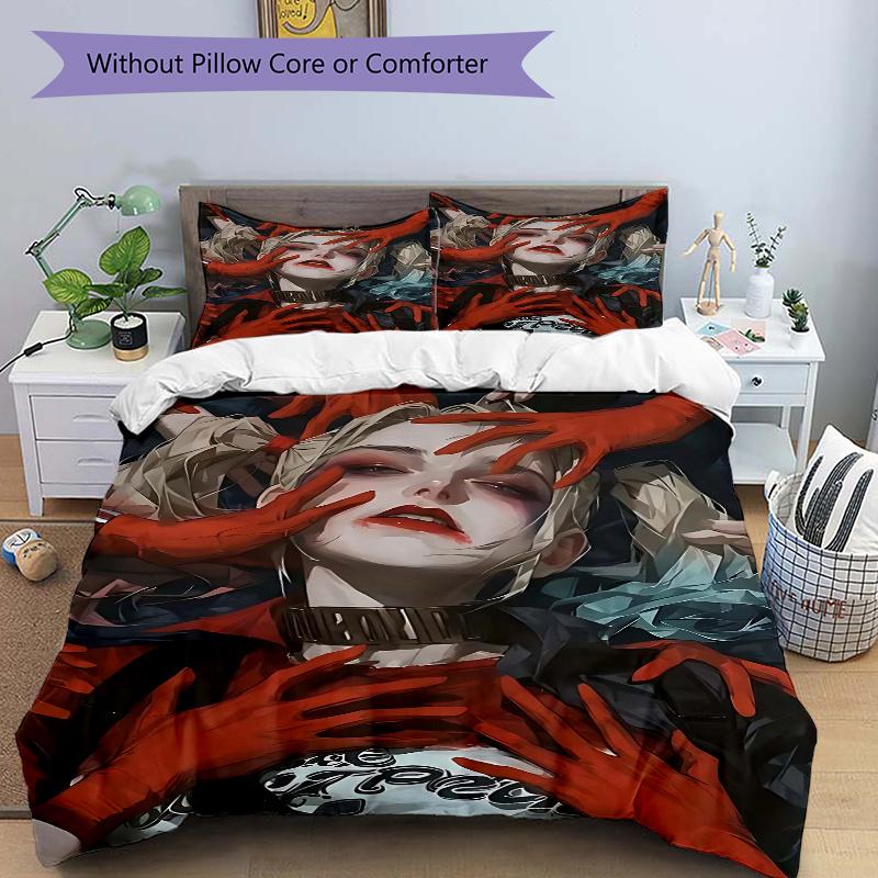 3pcs Anime Cartoon Design Comforter Set with Two Pillowcases (No Core), Perfect for Bedroom and Guest Room Decoration, Festive Gift
