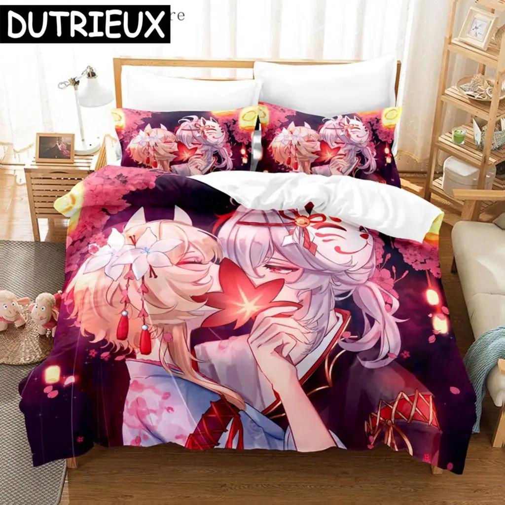 Anime Genshin Impact Lumine Duvet Cover Cartoon Girl Bedding Sets Twin Double Bed Set For Home Textiles