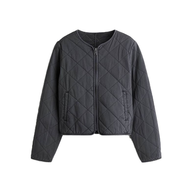 Summer New Arrival Women's French Round Neck Long Sleeves Fashion Casual Cotton Quilted Jacket Outwear 1264166
