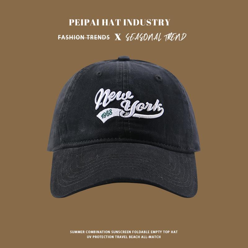 

Baseball cap women s high cranial top wide brim cotton soft top English three-dimensional embroidery old peaked cap men Adjustable