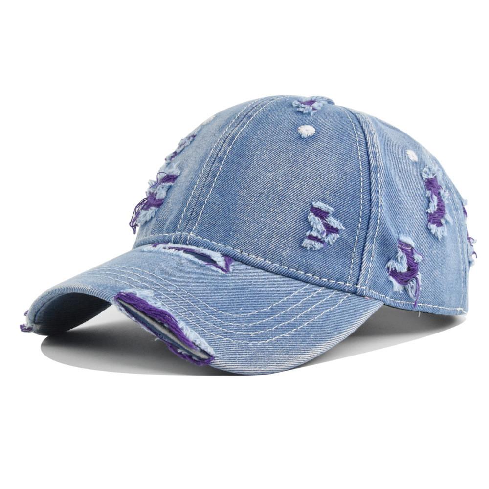Vintage Distressed Denim Baseball Cap With Sun Protection For Casual Wear