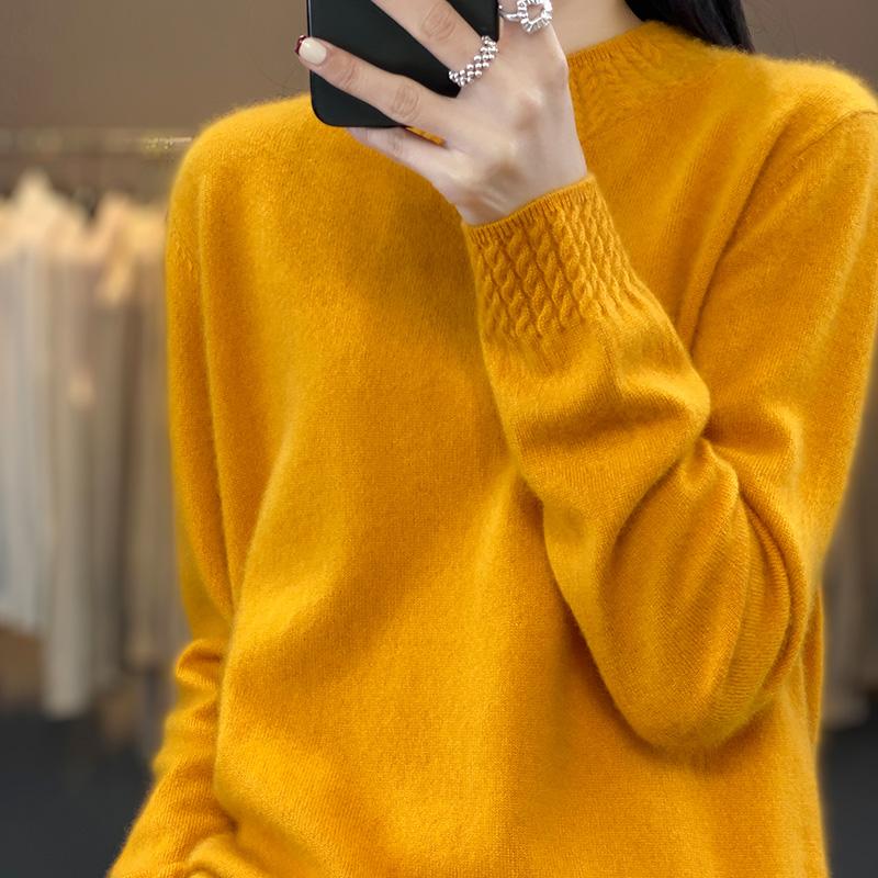 Suéter de cachemira para mujer Qinghe cachemira 30% cachemira 70% lana jersey de otoño e invierno cálido y a la moda