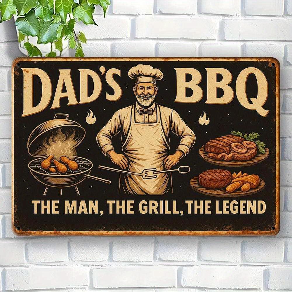 

Dad s BBQ: The Man, The Grill, The Legend vintage metal sign. чистый