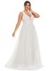 Ever-Pretty Plus Size Women's Empire Waist Sleeveless Double V-Neck Lace Sheer A-Line Tulle Wedding Dresses