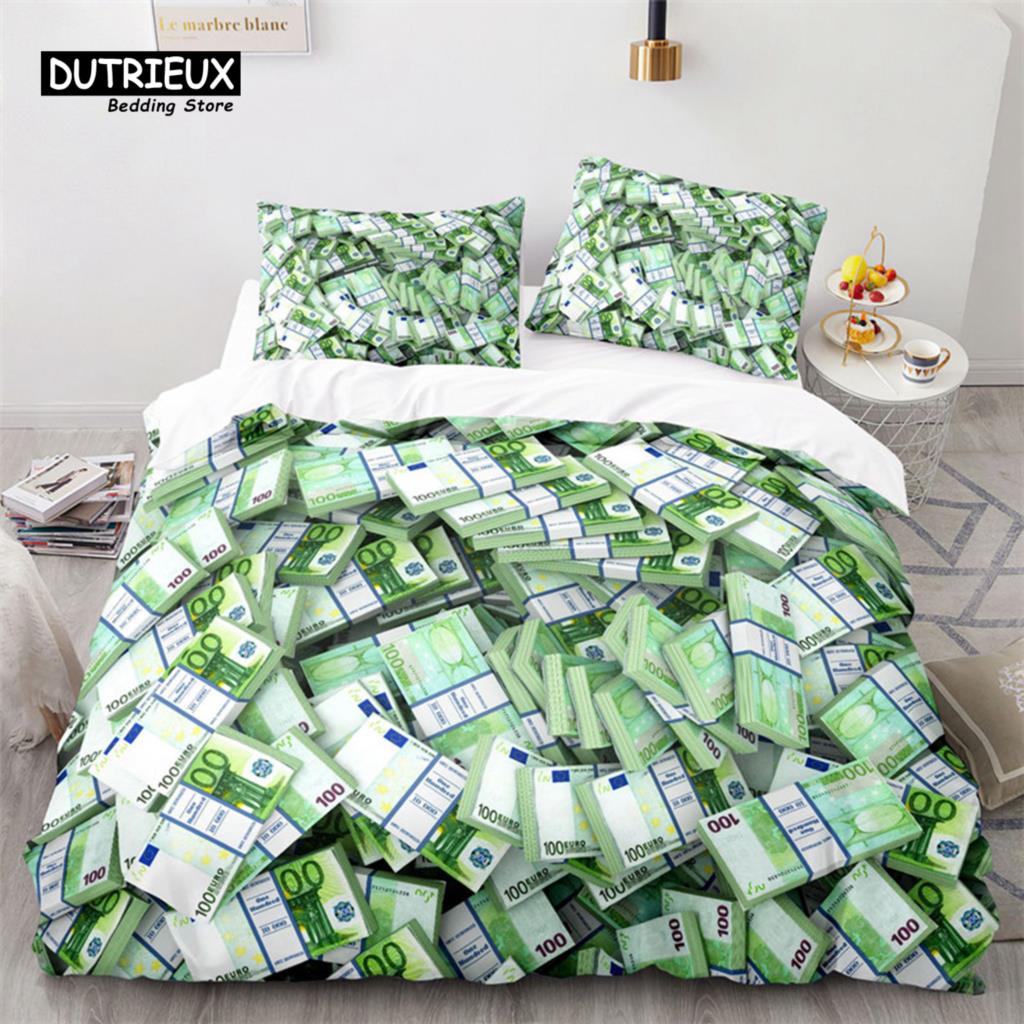 Money Bedding Set Microfiber Dollar Bills of United States Print Duvet Cover Twin King Queen Size For Kids Adults Bedroom Decor