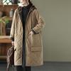 Plus Size Argyle Hooded Winter Coat: Mid-Length, Casual, Cotton-Padded for Women