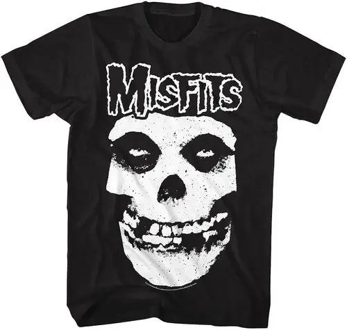 New Fashion Misfits Punk Style Tshirt Retro Street Skull Pattern Unisexs Tshirt