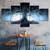 Dark Forest Fantasy Tree Shadow 5 Piece Five Panel Wall Canvas Print Modern Art Poster Picture Home Decor Gift For Him For Her