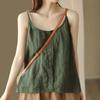 Womens Cotton And Linen Camisole Vest Button Top Summer