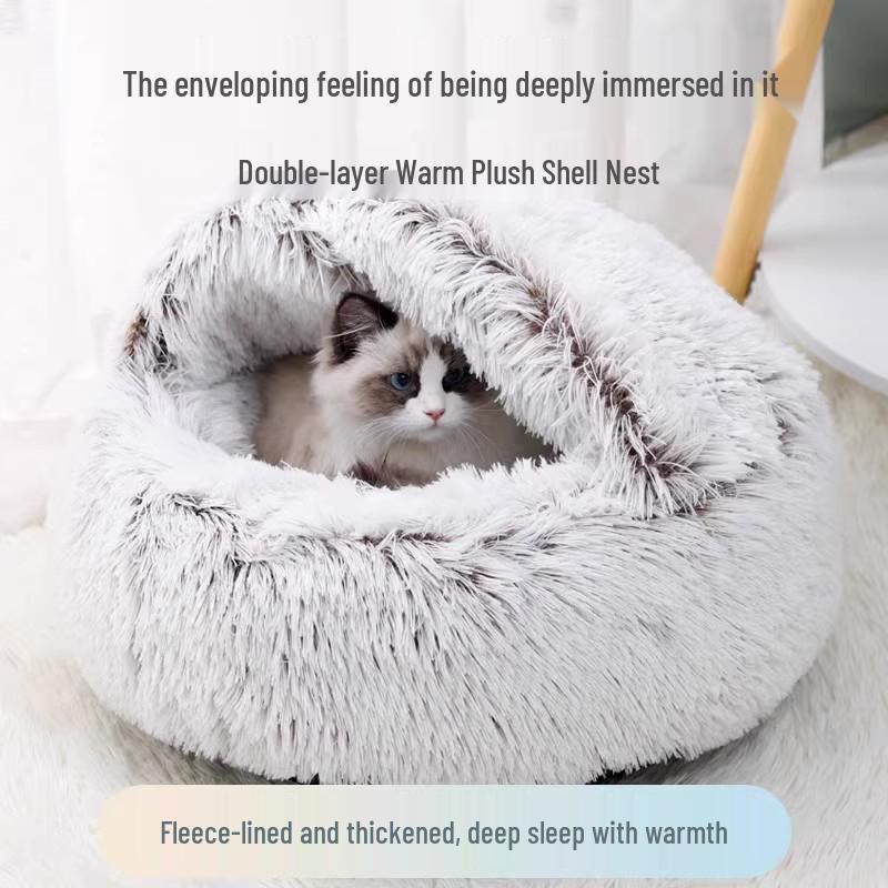 All-Season Enclosed Cat House: Cozy Bed for Cats and Dogs