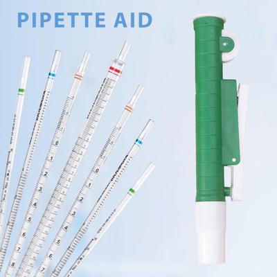 Scientific Pipette Pump with 2ml Blue 25ml Red Pipettor 10ml Green Thumbwheel Accurate Lab Tool Fit Disposable Plastic