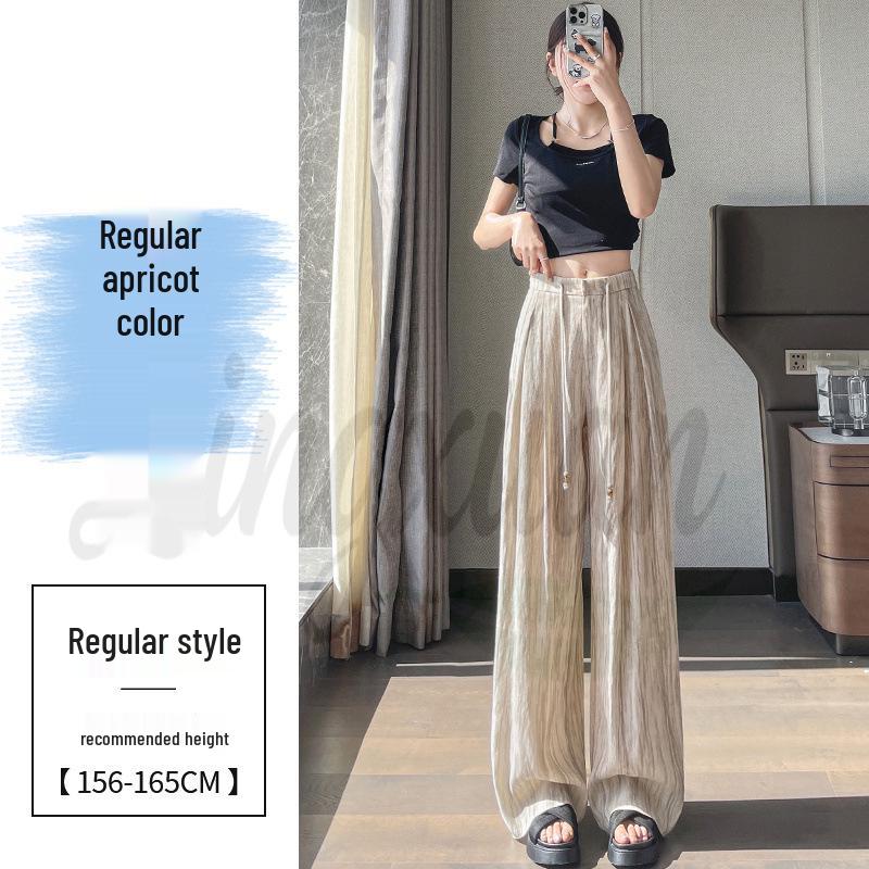 2026 Summer High Waist Tencel Linen Wide-Leg Pants: Casual, Floor-Length, Ice Silk & Cotton Linen for Women M