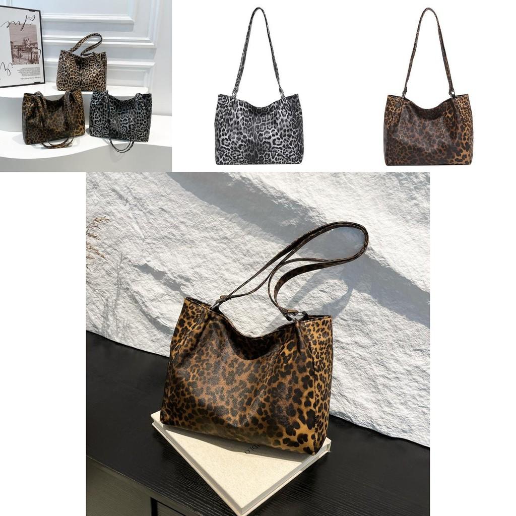 Fashionable Leopard Print Tote Bag For Women Stylish Large Capacity Pu Shoulder Bag