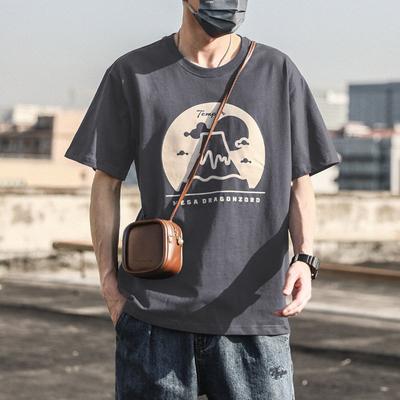 T-shirt da uomo a maniche corte in 100% cotone girocollo casual ampia maglietta uomo hip hop maglione