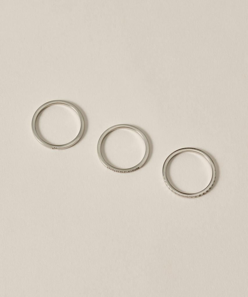 Novice Tokyo Slim Cubic Ring 3-Set Cz Ring 3 Set [Stainless] / Silver
