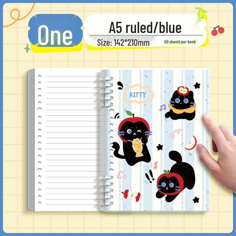 Value Splash-Ink Loose-Leaf Journal: Thick, Detachable, Cartoon Style for Students