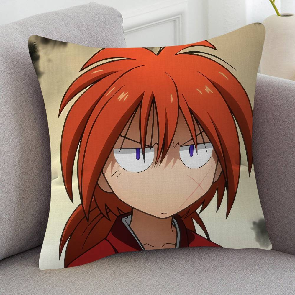 Anime Rurouni Kenshin Cartoon Series Square Pillowcase Soft Waist Sofa Cushion Cover Bedroom Room Pillowcase