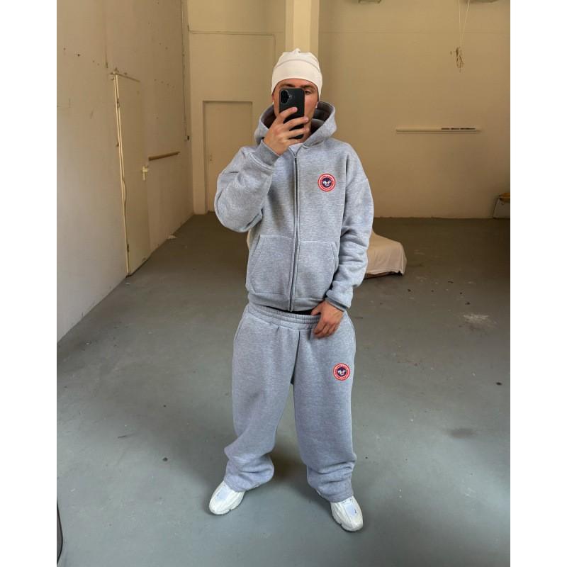 Tuta Jogger con Felpa con Cappuccio e Zip Oversize Unisex Streetwear Casual Abbigliamento Sportivo Uomo Donna